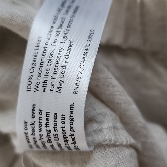 Eileen Fisher 100% Organic Linen Wide Leg Crop Pants Natural Frayed Hem Size XL - Picture 9 of 10